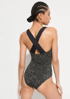 Damen bonprix Nachhaltigere Materialien|Badeanzüge|Badeanzug mit überkreuzten Trägern