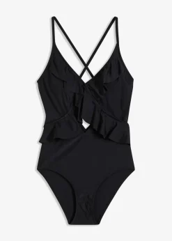 Damen bonprix Nachhaltigere Materialien|Bademode·Badeanzüge|Badeanzug mit Cut-Out und Volants