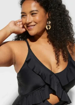 Damen bonprix Nachhaltigere Materialien|Bademode·Badeanzüge|Badeanzug mit Cut-Out und Volants