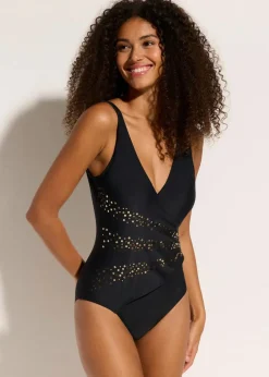 Damen bonprix Nachhaltigere Materialien|Badeanzüge|Badeanzug mit Pailletten
