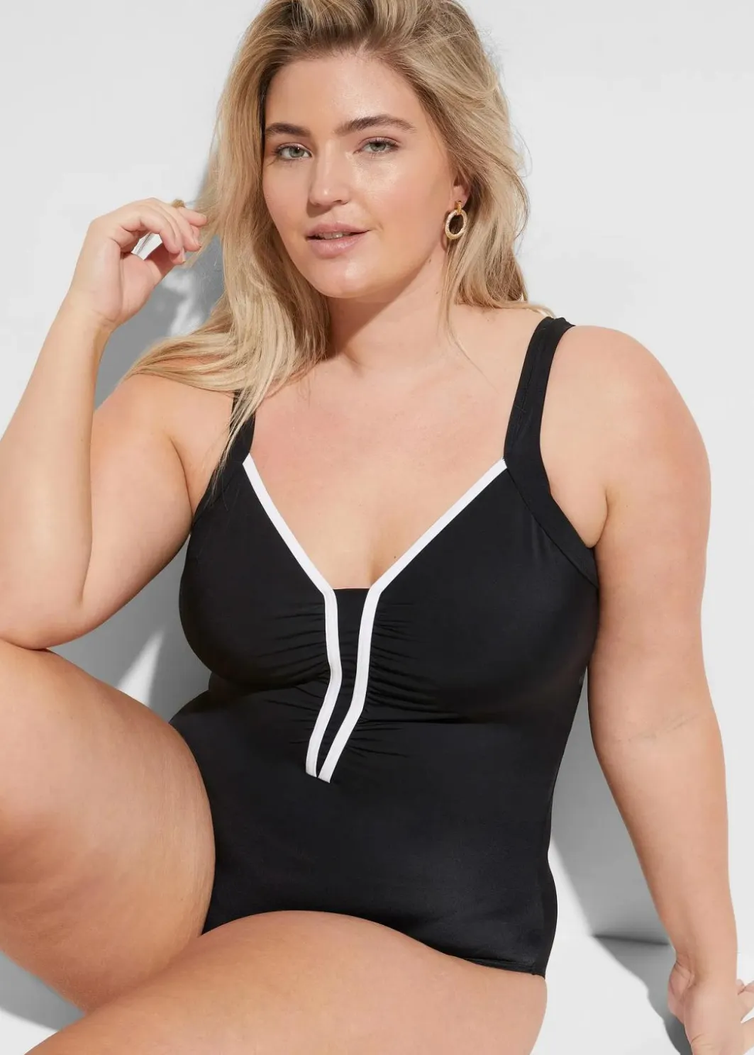 Discount Badeanzug mit Paspel Damen Nachhaltigere Materialien|Badeanzüge