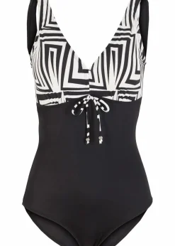 Damen bonprix Nachhaltigere Materialien|Badeanzüge|Badeanzug mit V-Ausschnitt