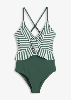 Damen bonprix Nachhaltigere Materialien|Badeanzüge|Badeanzug mit Volant