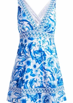 Damen bonprix Nachhaltigere Materialien|Badekleider|Badekleid mit V-Ausschnitt