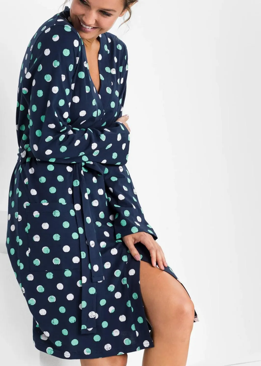 Damen bonprix Wäsche·Bademäntel|Nachhaltigere Materialien|Bademantel aus Bio-Baumwolle