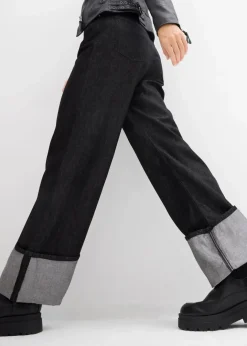 Damen bonprix Kurzgrößen|Bekleidung·Shirts & Tops|Baggy-Jeans Mid Waist