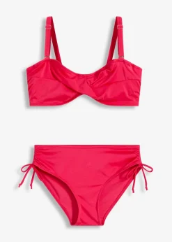 Damen bonprix Große Cups D-F|Nachhaltigere Materialien|Balconette-Bikini aus glänzendem Material (2-tlg.Set)