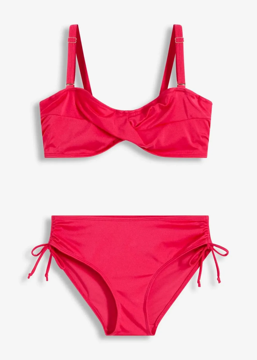 Damen bonprix Große Cups D-F|Nachhaltigere Materialien|Balconette-Bikini aus glänzendem Material (2-tlg.Set)