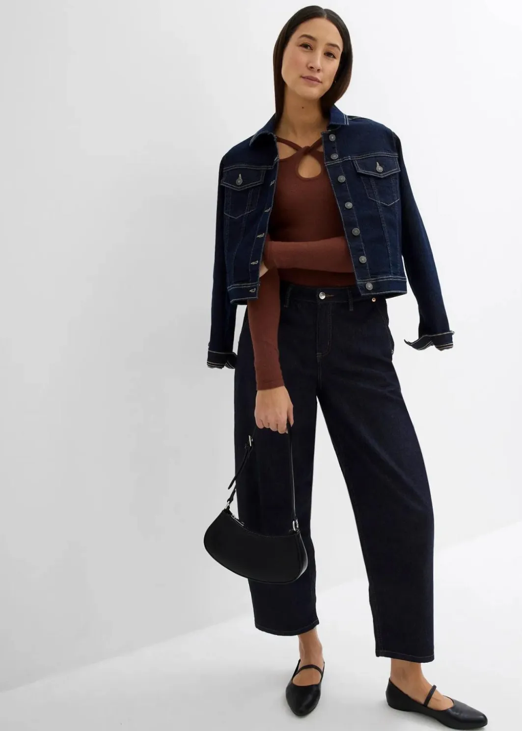 Damen bonprix Jeans|Balloon Jeans Mid Waist, cropped