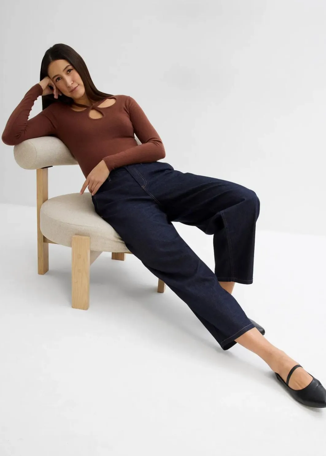 Damen bonprix Jeans|Balloon Jeans Mid Waist, cropped