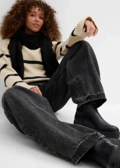 Damen bonprix Jeans|Kurzgrößen|Balloon-Jeans, Mid Waist