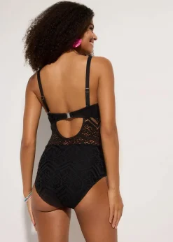Damen bonprix Nachhaltigere Materialien|Badeanzüge|Bandeau-Badeanzug mit Spitze