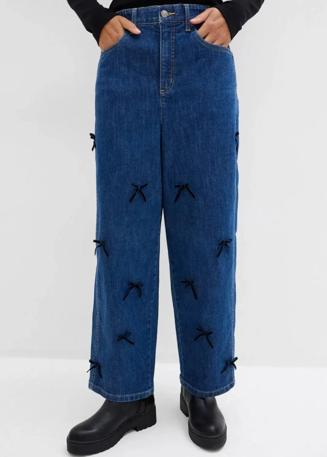 Damen bonprix Bekleidung·Shirts & Tops|Jeans|Barrel-Jeans High Waist, Bequembund