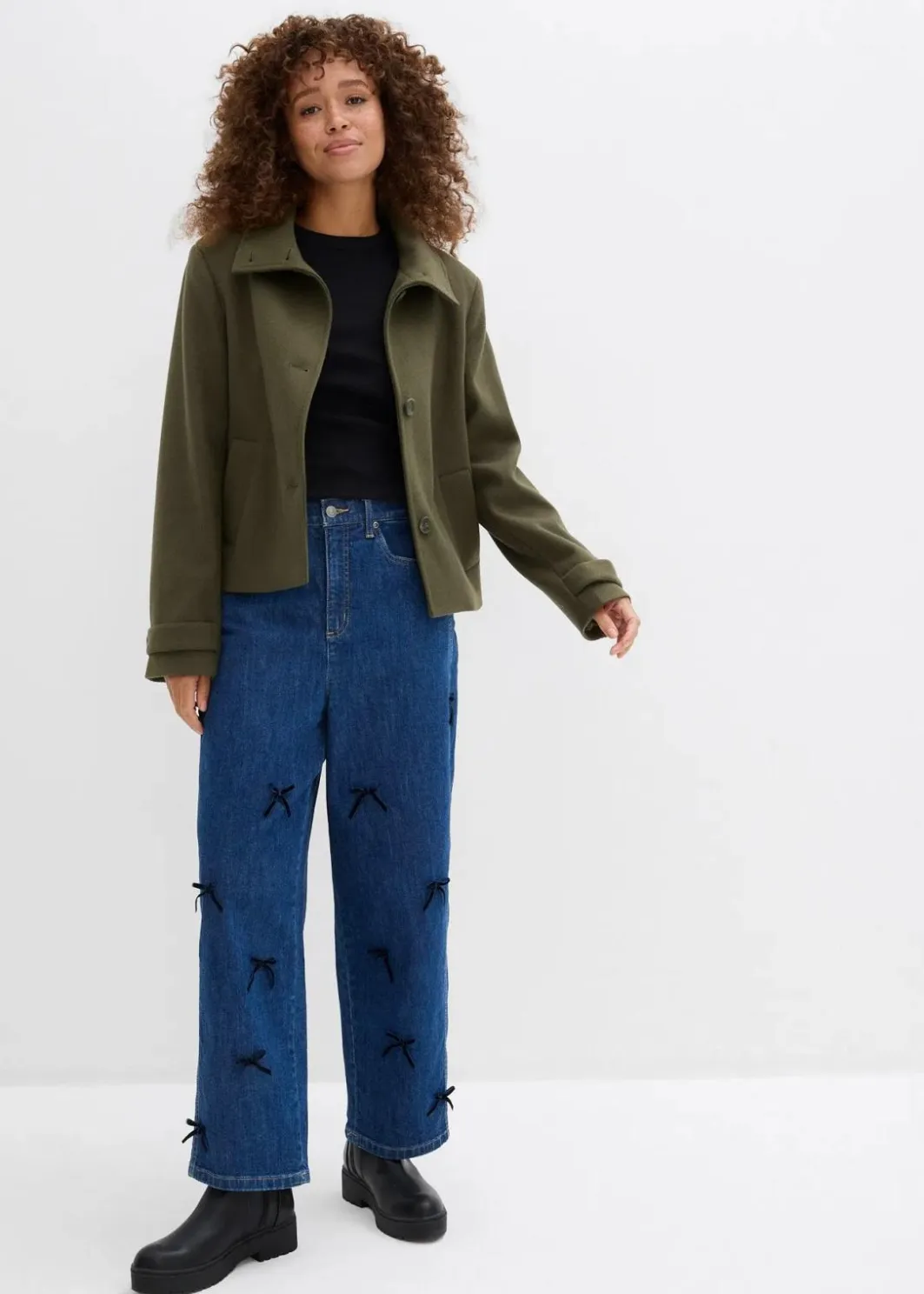 Damen bonprix Bekleidung·Shirts & Tops|Jeans|Barrel-Jeans High Waist, Bequembund