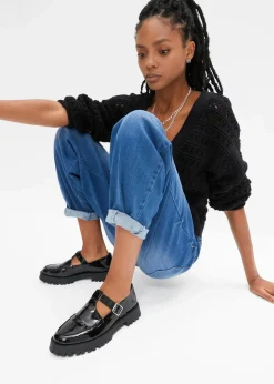 Damen bonprix Jeans|Bekleidung·Shirts & Tops|Barrel-Jeans, High Waist, Bio-Baumwolle