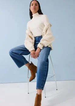 Hot Barrel-Jeans High Waist, cropped Damen Bekleidung·Shirts & Tops|Jeans