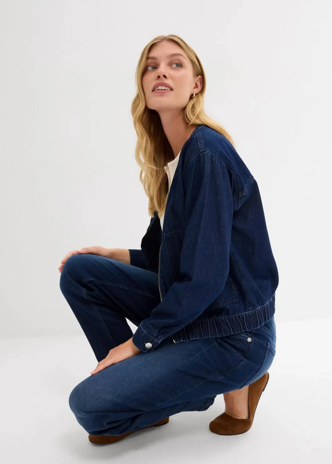 Damen bonprix Bekleidung·Shirts & Tops|Jeans|Barrel-Jeans Mid Waist