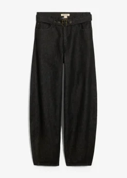 Damen bonprix Kurzgrößen|Bekleidung·Shirts & Tops|Barrel-Jeans Mid Waist mit Gürtel