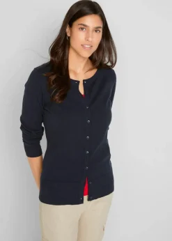 Damen bonprix Pullover & Strickjacken|Basics|Basic Feinstrickjacke mit recycelter Baumwolle