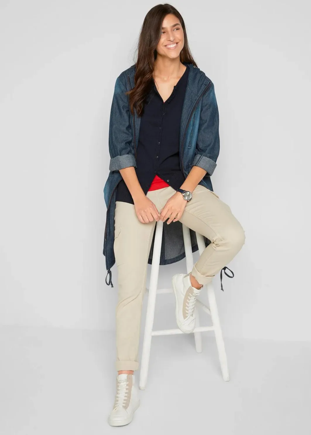 Damen bonprix Pullover & Strickjacken|Basics|Basic Feinstrickjacke mit recycelter Baumwolle