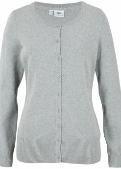 Outlet Basic Feinstrickjacke mit recycelter Baumwolle Damen Pullover & Strickjacken|Basics