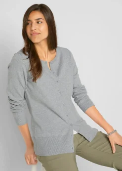 Outlet Basic Feinstrickjacke mit recycelter Baumwolle Damen Pullover & Strickjacken|Basics