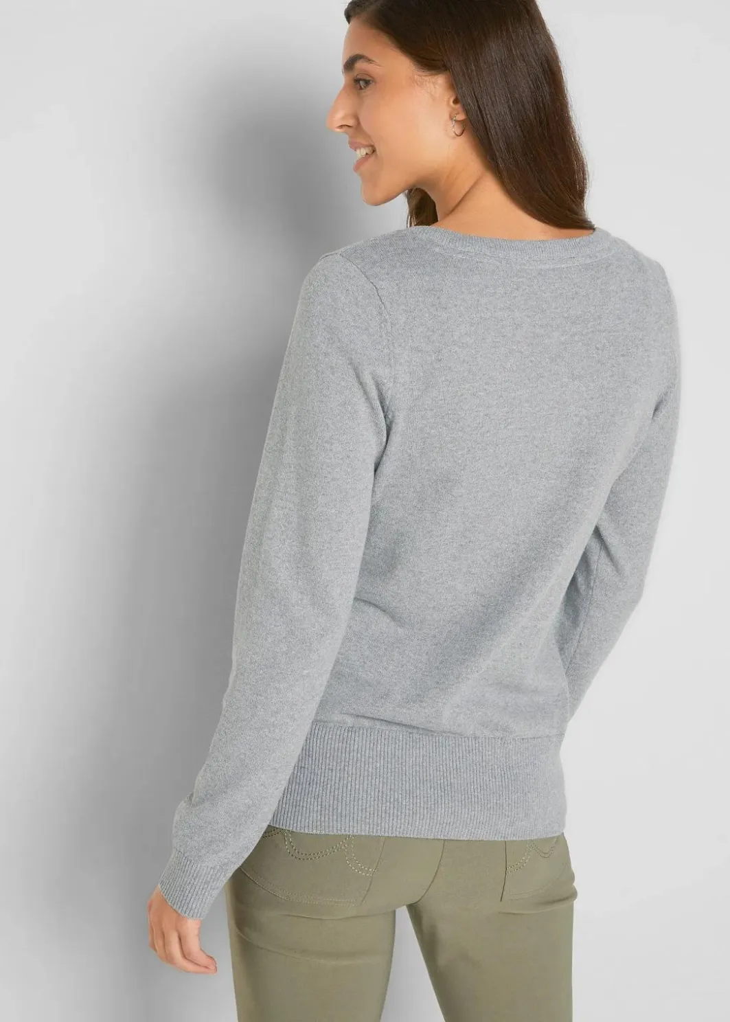 Outlet Basic Feinstrickjacke mit recycelter Baumwolle Damen Pullover & Strickjacken|Basics