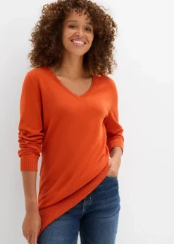 Outlet Basic Longpullover mit V-Ausschnitt Damen Bekleidung·Röcke|Bekleidung·Jeans