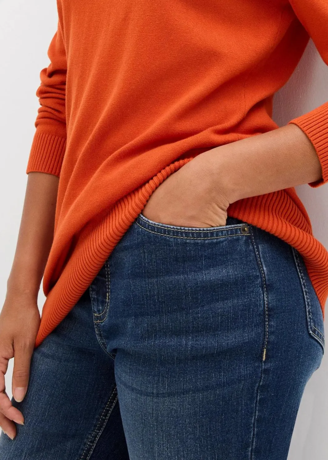 Outlet Basic Longpullover mit V-Ausschnitt Damen Bekleidung·Röcke|Bekleidung·Jeans
