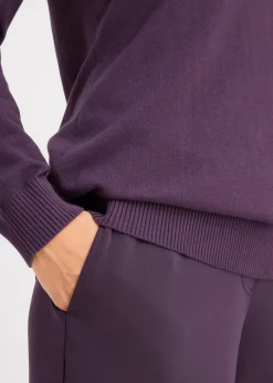 Discount Basic Longpullover mit V-Ausschnitt Damen Strickmode|Pullover & Strickjacken