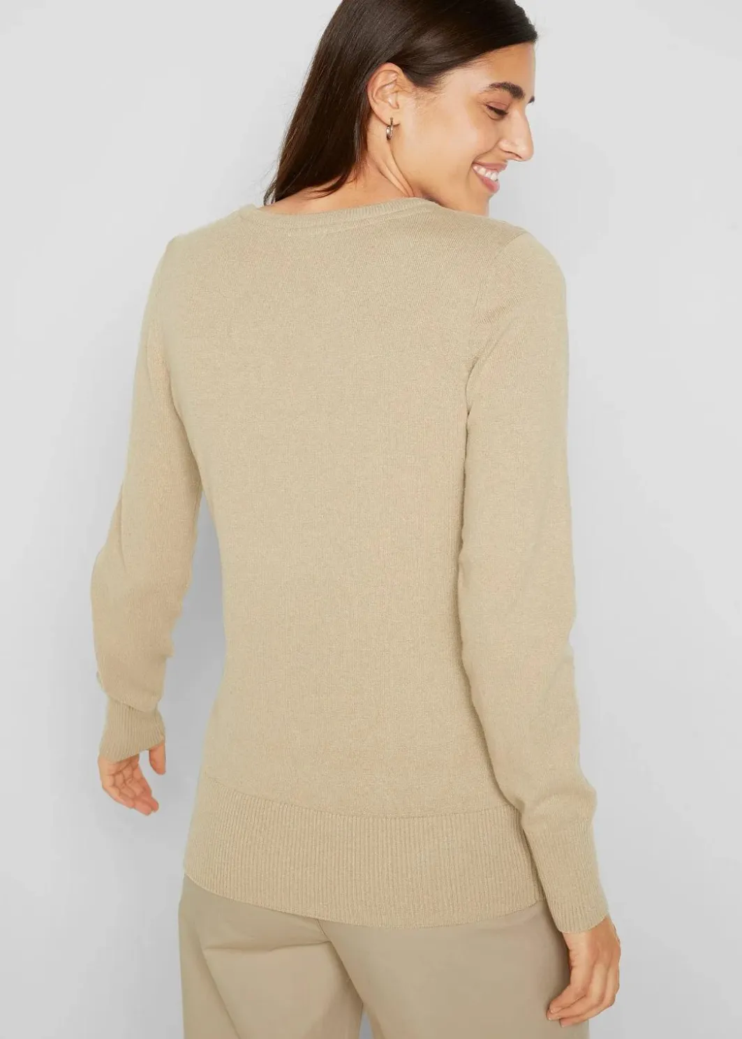 Damen bonprix Strickmode|Pullover & Strickjacken|Basic Pullover mit recycelter Baumwolle