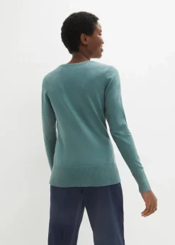 Damen bonprix Strickmode|Pullover & Strickjacken|Basic Pullover mit recycelter Baumwolle