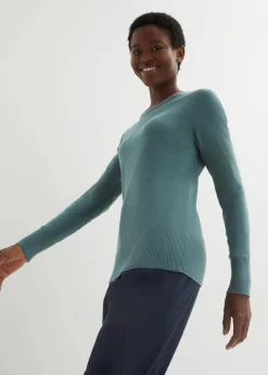 Damen bonprix Strickmode|Pullover & Strickjacken|Basic Pullover mit recycelter Baumwolle
