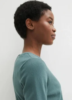 Damen bonprix Strickmode|Pullover & Strickjacken|Basic Pullover mit recycelter Baumwolle