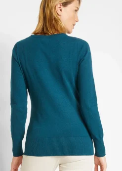 Damen bonprix Strickmode|Pullover & Strickjacken|Basic Pullover mit recycelter Baumwolle