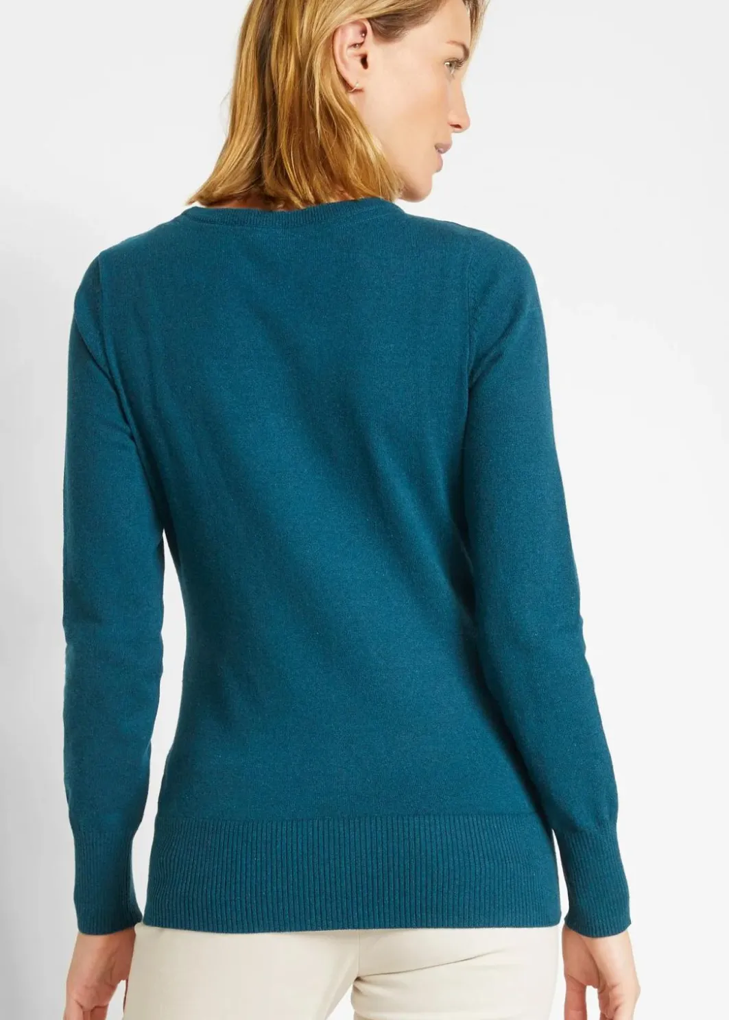 Damen bonprix Strickmode|Pullover & Strickjacken|Basic Pullover mit recycelter Baumwolle