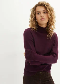 Basic Pullover mit Stehkragen mit recycelter Baumwolle Damen Bekleidung·Umstandsmode|Pullover & Strickjacken