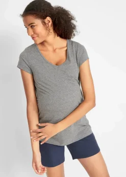 Damen bonprix Nachhaltigere Materialien|Umstandsmode|Basic Umstandsshirts aus Bio-Baumwolle, (2er-Pack)​