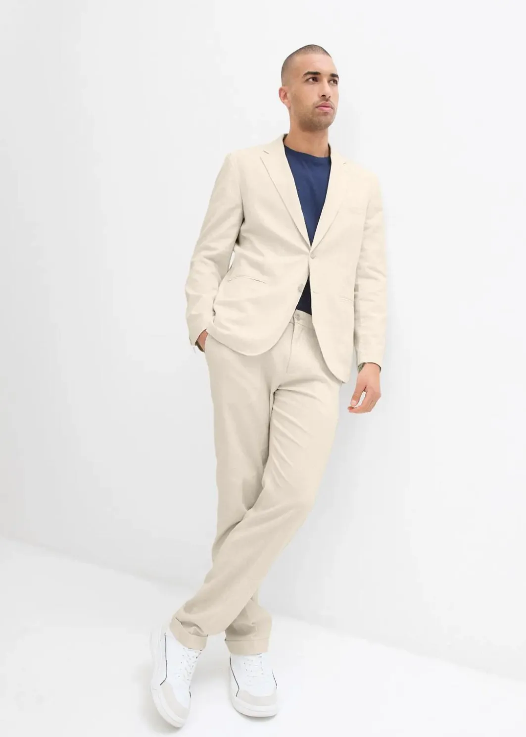 Clearance Baukasten Sakko mit Leinen, Regular Fit Herren Große Größen|Anzüge & Sakkos