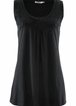 Baumwoll Longtop mit Spitze Damen Shirts & Tops