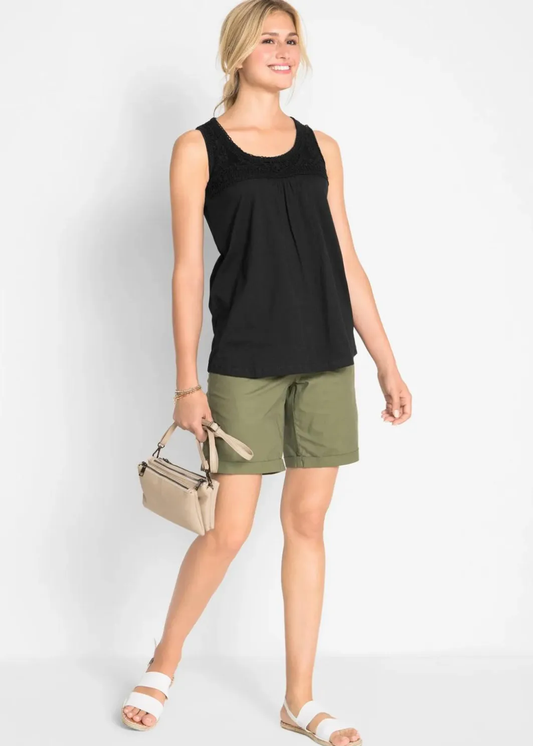 Baumwoll Longtop mit Spitze Damen Shirts & Tops