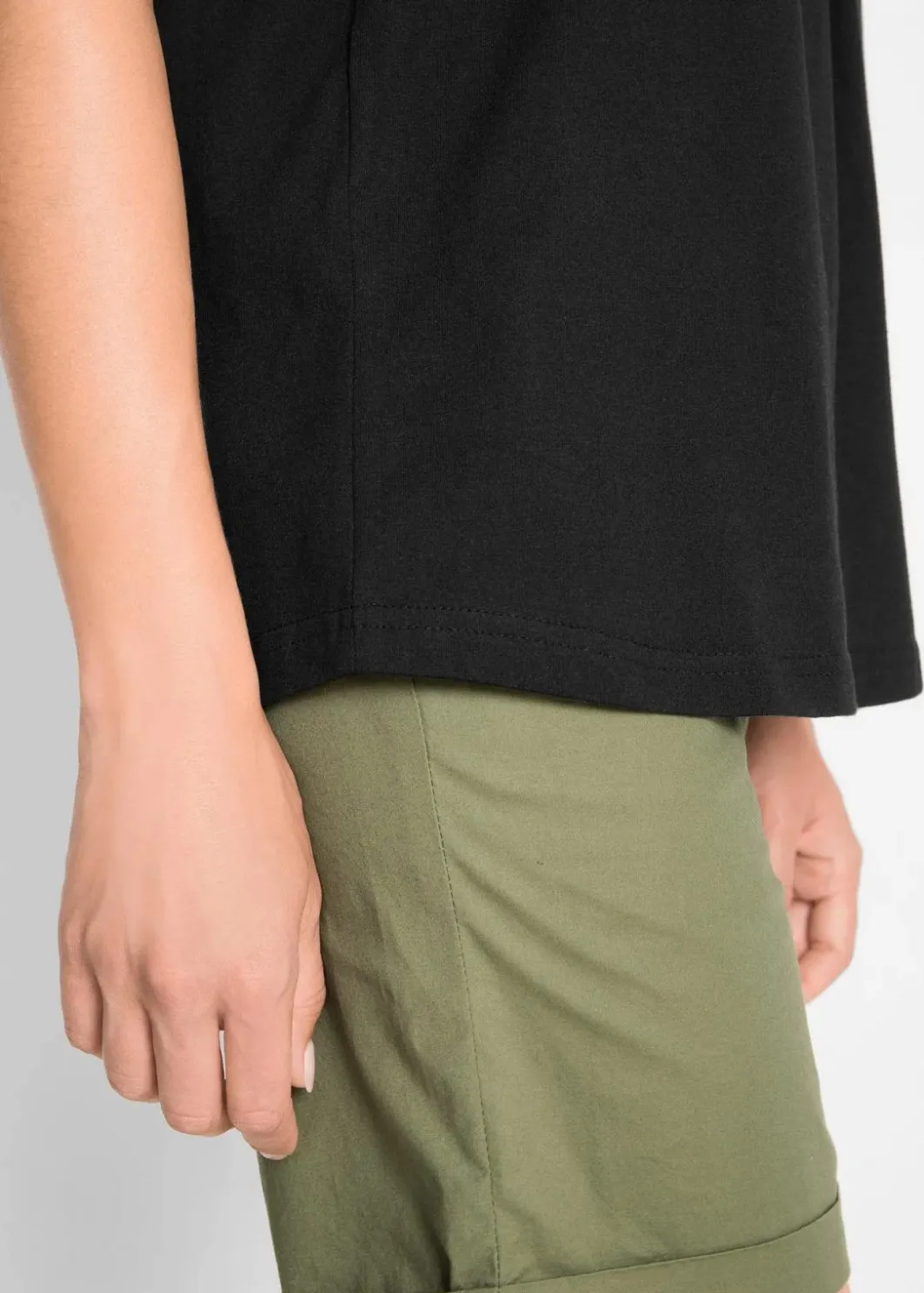 Baumwoll Longtop mit Spitze Damen Shirts & Tops