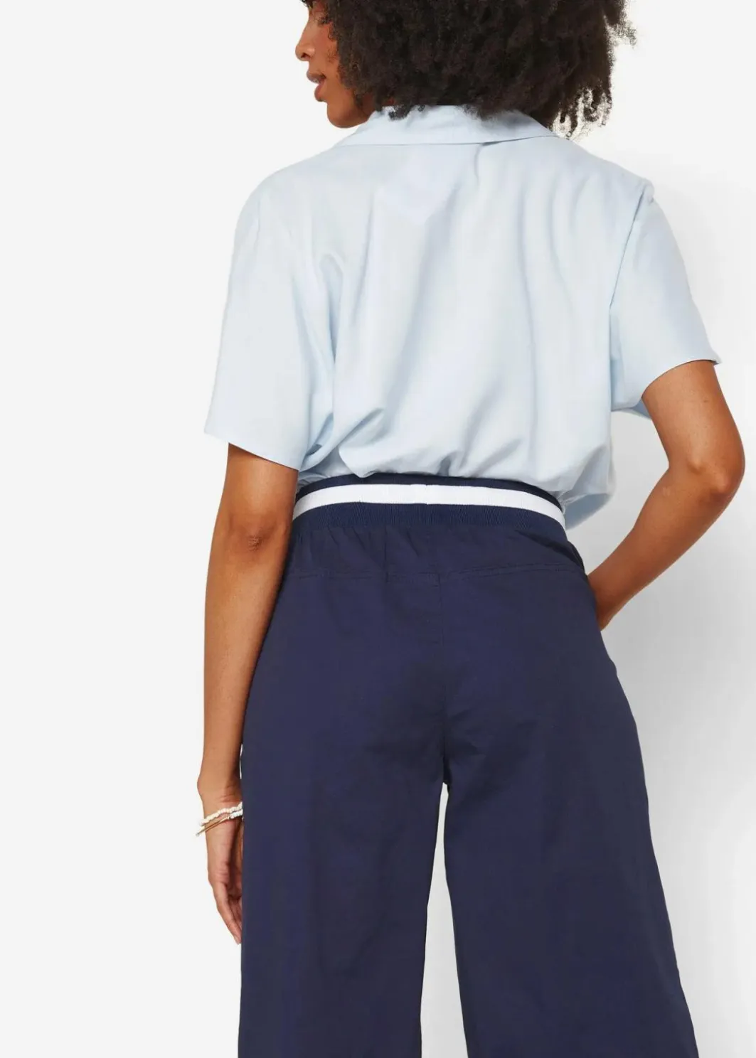 Damen bonprix Hosen|Baumwoll Papertouch- Culotte mit Bequembund