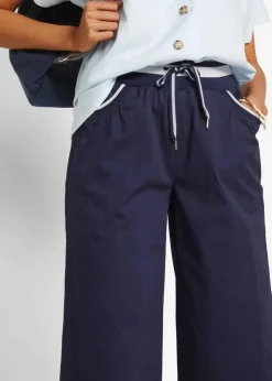 Damen bonprix Hosen|Baumwoll Papertouch- Culotte mit Bequembund