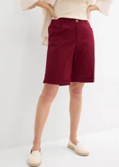Damen bonprix Hosen|Shorts|Baumwoll Papertouch-Bermuda mit Bequembund