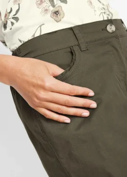 Damen bonprix Hosen|Shorts|Baumwoll Papertouch-Bermuda mit Bequembund