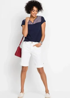 Sale Baumwoll Shirt in A-Form, bedruckt, Kurzarm Damen Shirts & Tops