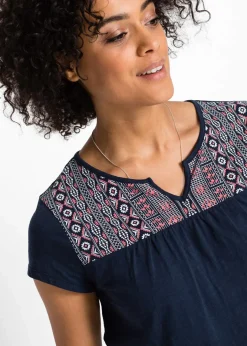 Sale Baumwoll Shirt in A-Form, bedruckt, Kurzarm Damen Shirts & Tops