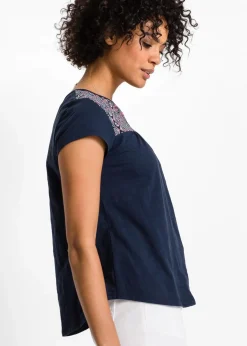 Sale Baumwoll Shirt in A-Form, bedruckt, Kurzarm Damen Shirts & Tops