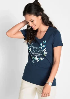 Outlet Baumwoll Shirt, Kurzarm Damen Nachhaltigere Materialien|Shirts & Tops